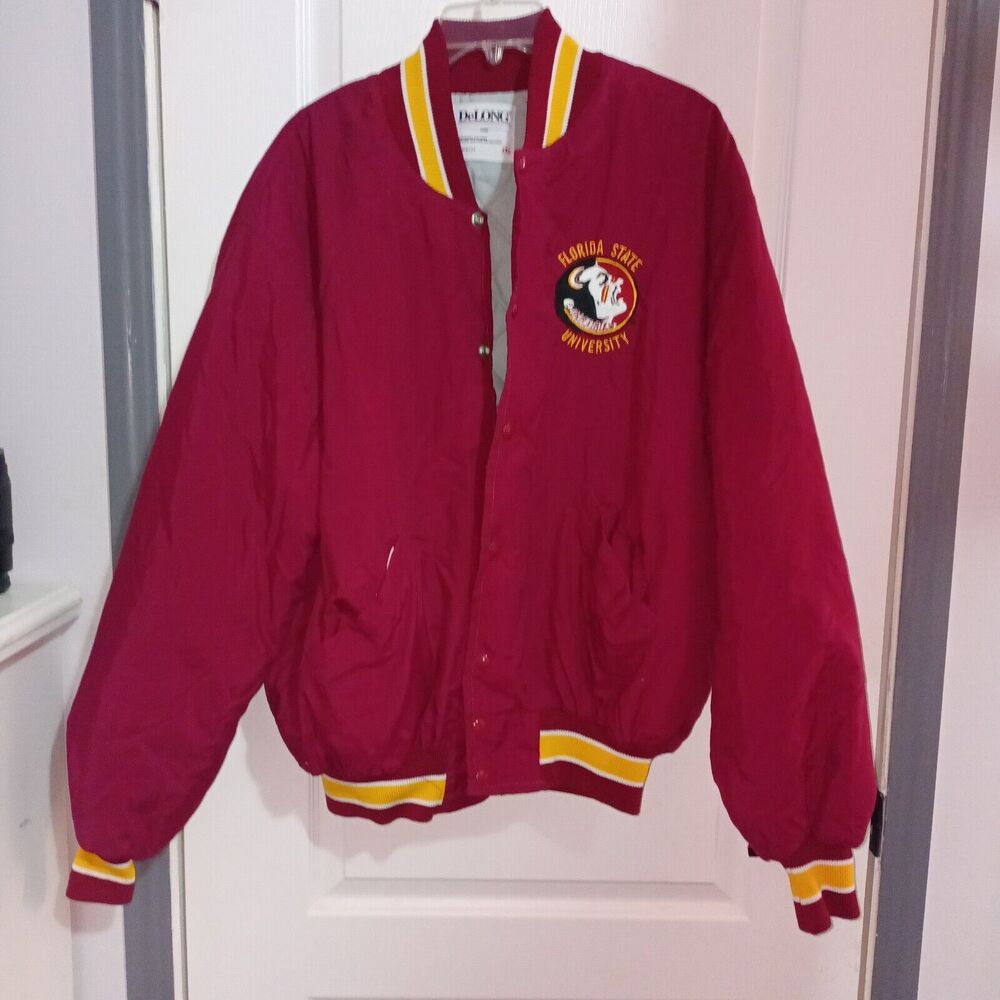 Vintage FSU Florida State Seminole DeLong Varsity Jacket Nylon Size 3XL